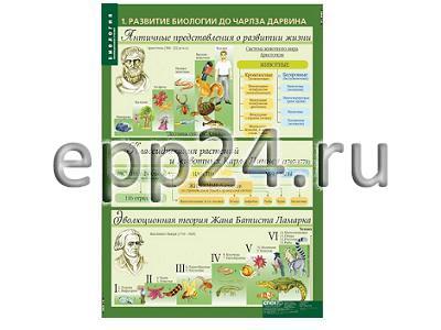 Комплект таблиц Биология 10-11 классы. Эволюционные учения (10 шт.)